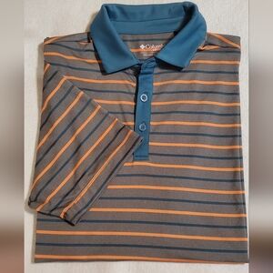 Columbia  Golf Men's Polo with Green and Orange Stripes. Sz L